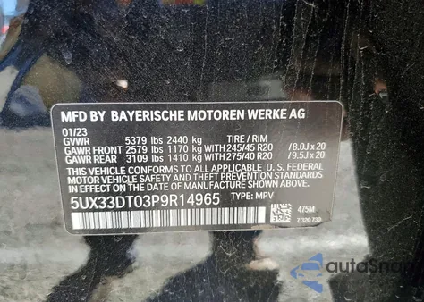 2023 BMW X4 xDrive30I z USA, uszkodzony, nr VIN 5UX33DT03P9R14965